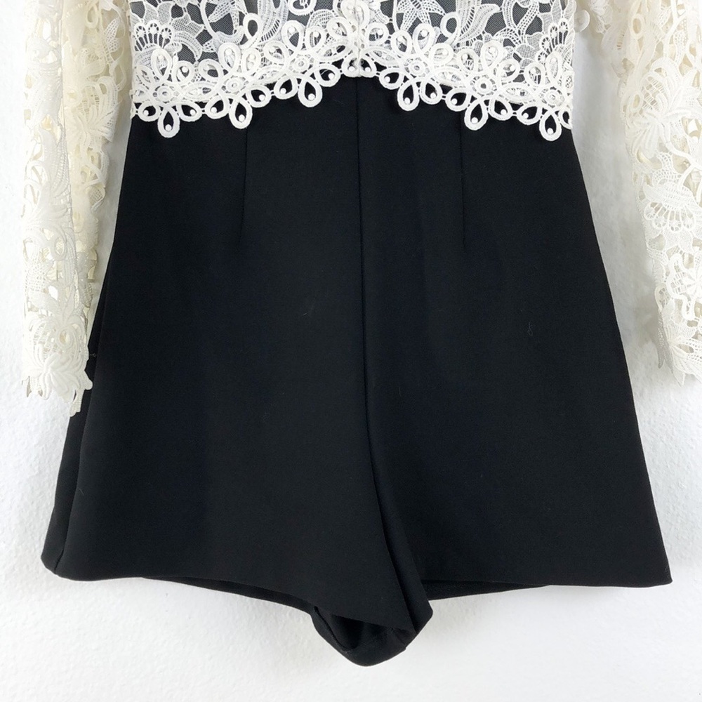 Topshop Black White Lace Top Shorts Romper NWT - Picture 4 of 10
